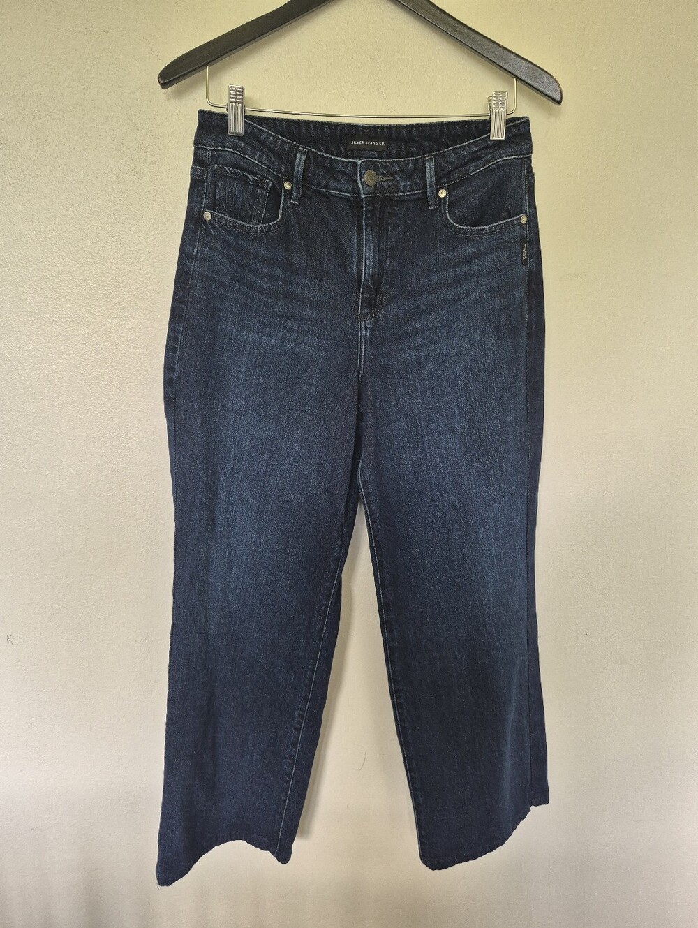 Wide Leg Dark Wash Ibester Jeans By Silver Size 27 Hemmed To 28" Inseam